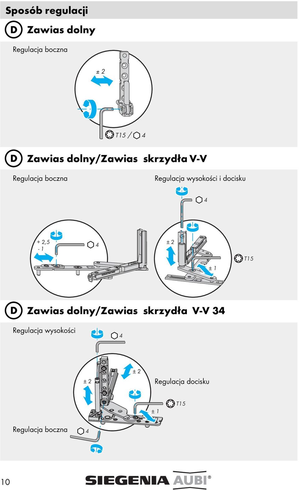 docisku + 2,5-1 T15 D Zawias