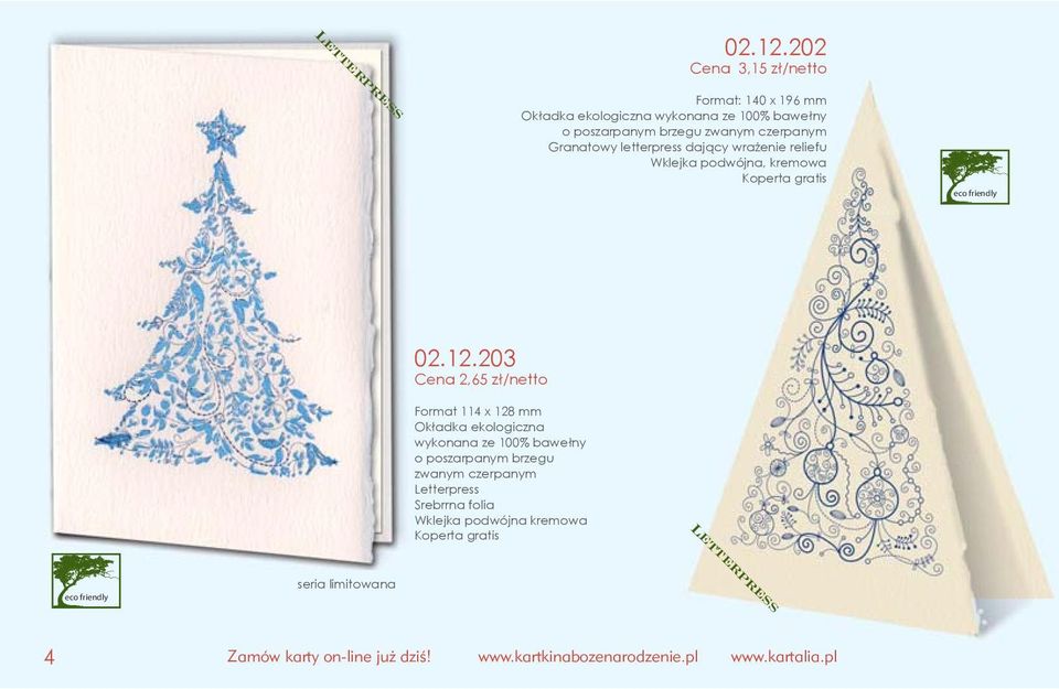 brzegu zwanym czerpanym Granatowy letterpress dający wrażenie reliefu eco friendly 02.12.