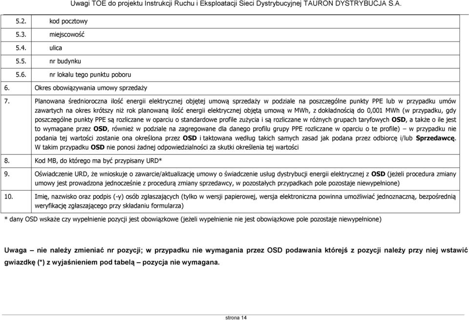 elektrycznej objętą umową w MWh, z dokładnością do 0,001 MWh (w przypadku, gdy poszczególne punkty PPE są rozliczane w oparciu o standardowe profile zużycia i są rozliczane w różnych grupach