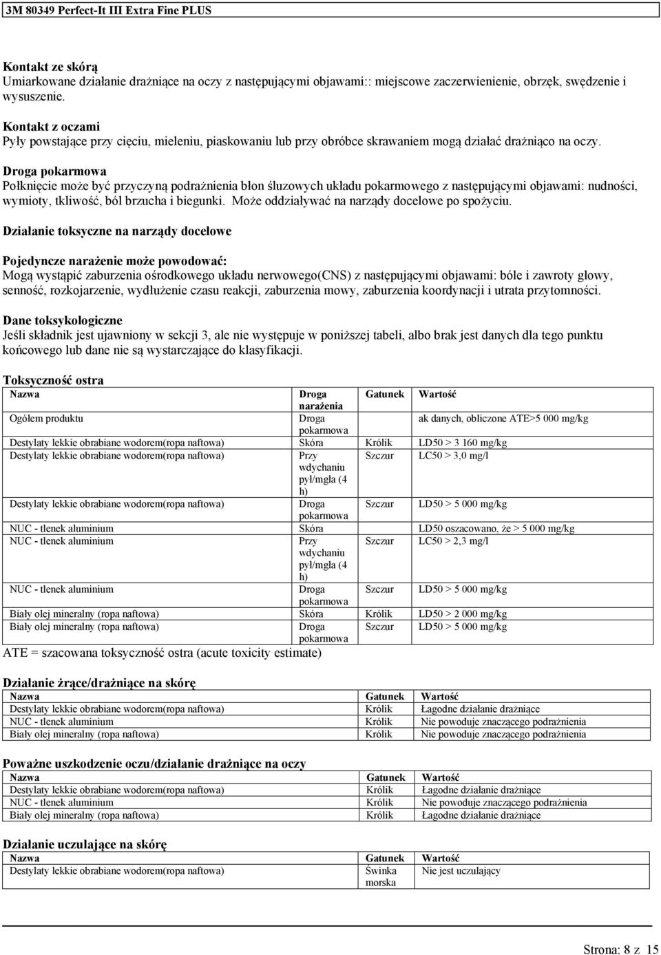 pokarmowa Połknięcie może być przyczyną podrażnienia błon śluzowych układu pokarmowego z następującymi objawami: nudności, wymioty, tkliwość, ból brzucha i biegunki.