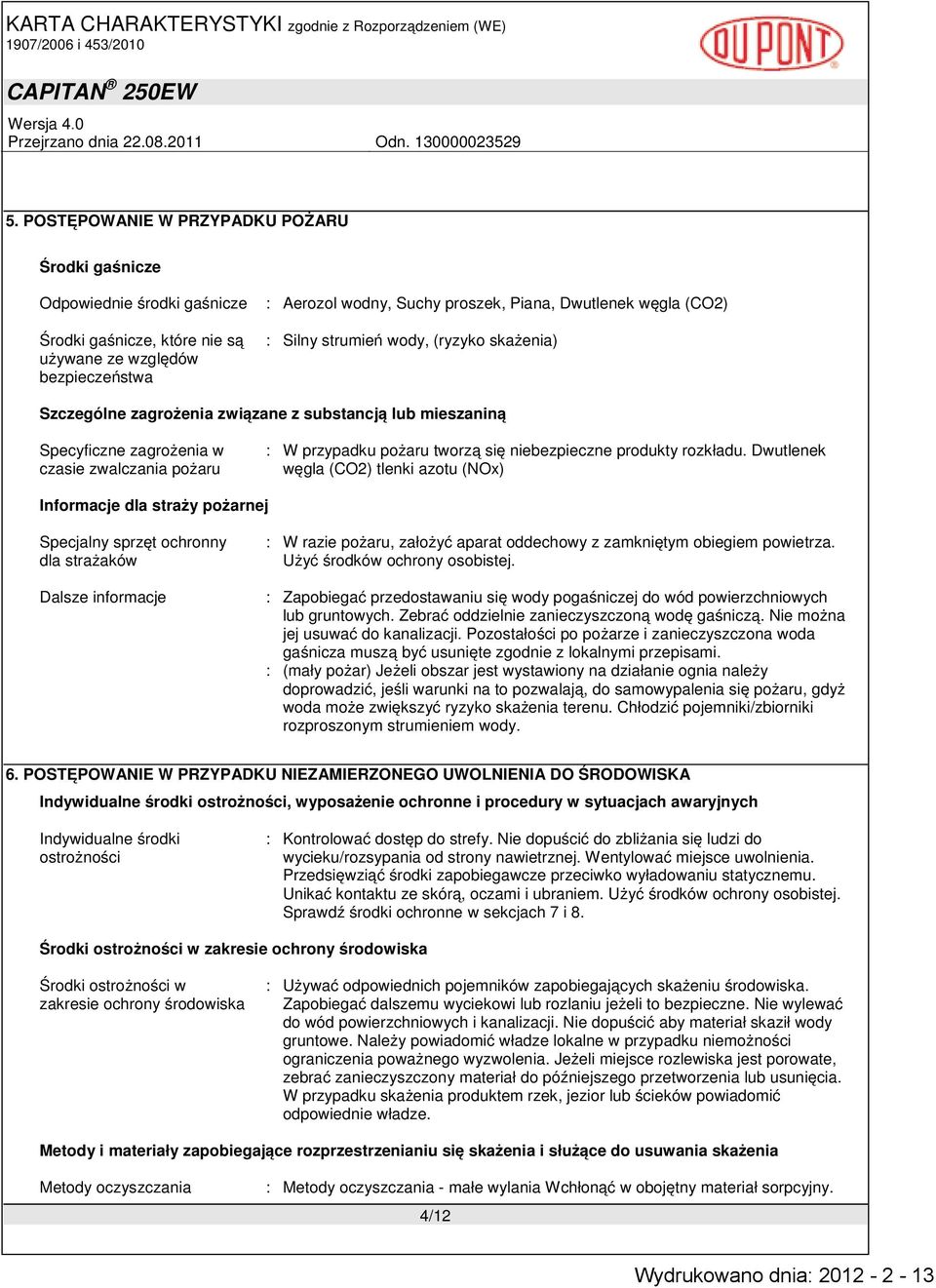 niebezpieczne produkty rozkładu.