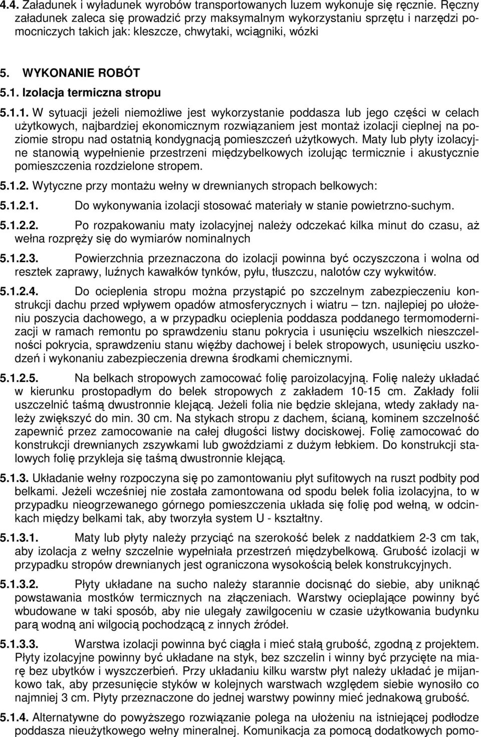 Izolacja termiczna stropu 5.1.