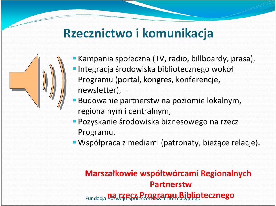 regionalnym i centralnym, Pozyskanie środowiska biznesowego na rzecz Programu, Współpraca z mediami