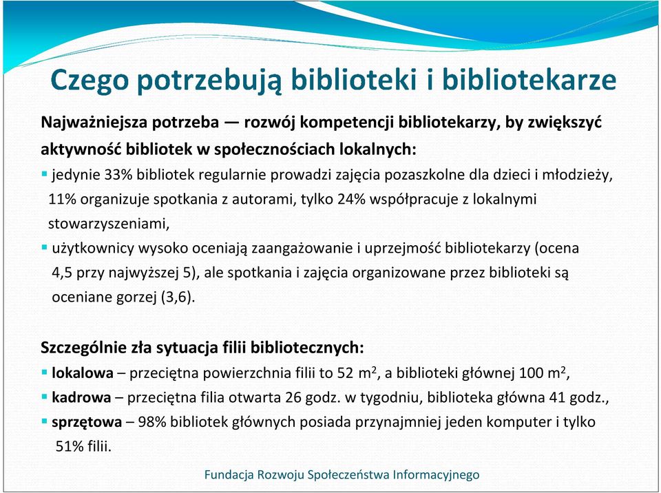 najwyższej 5), ale spotkania i zajęcia organizowane przez biblioteki są oceniane gorzej (3,6).