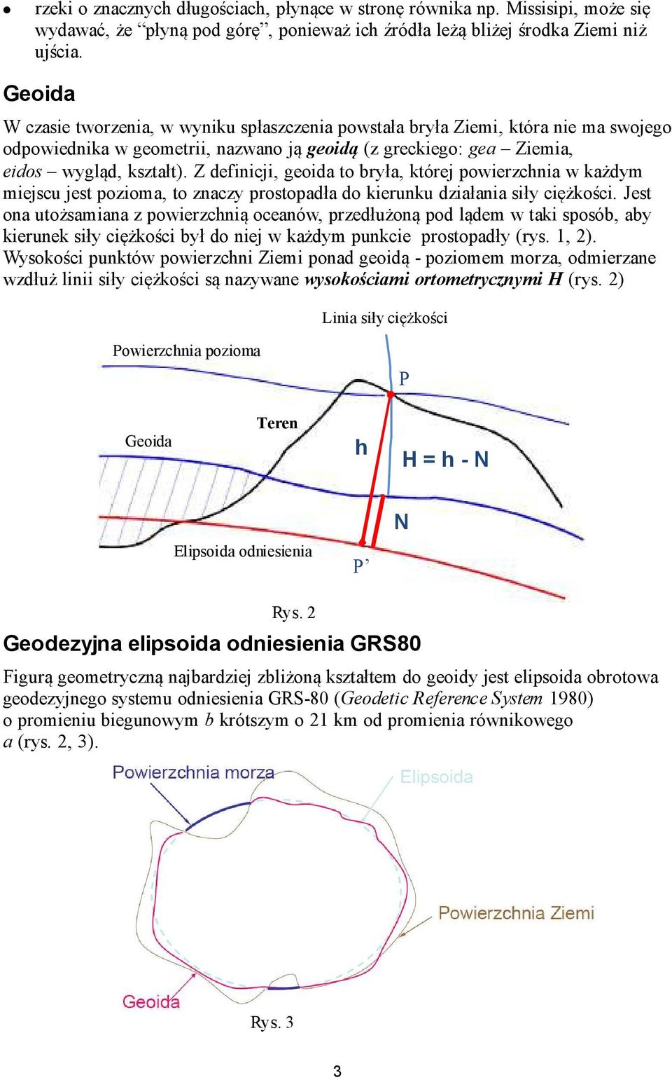 Z definicji, geoida o bła, kóej powiechnia w każdm miejscu jes poioma, o nac posopadła do kieunku diałania sił ciężkości.