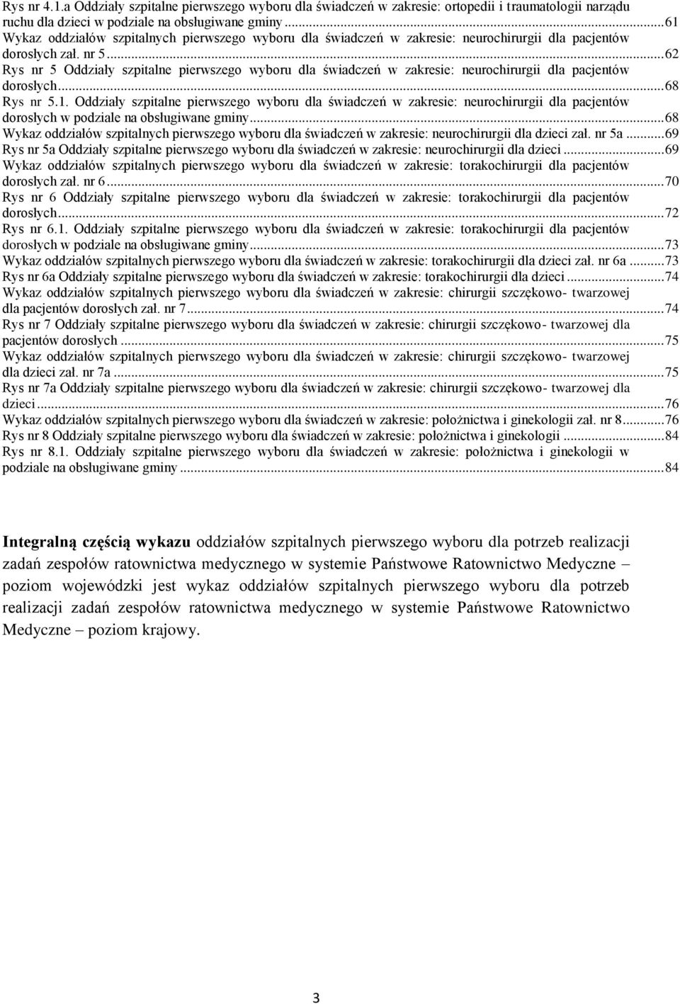 .. 68 Rys nr 5.1. y szpitalne dla świadczeń w zakresie: neurochirurgii dla pacjentów dorosłych w podziale na obsługiwane gminy.