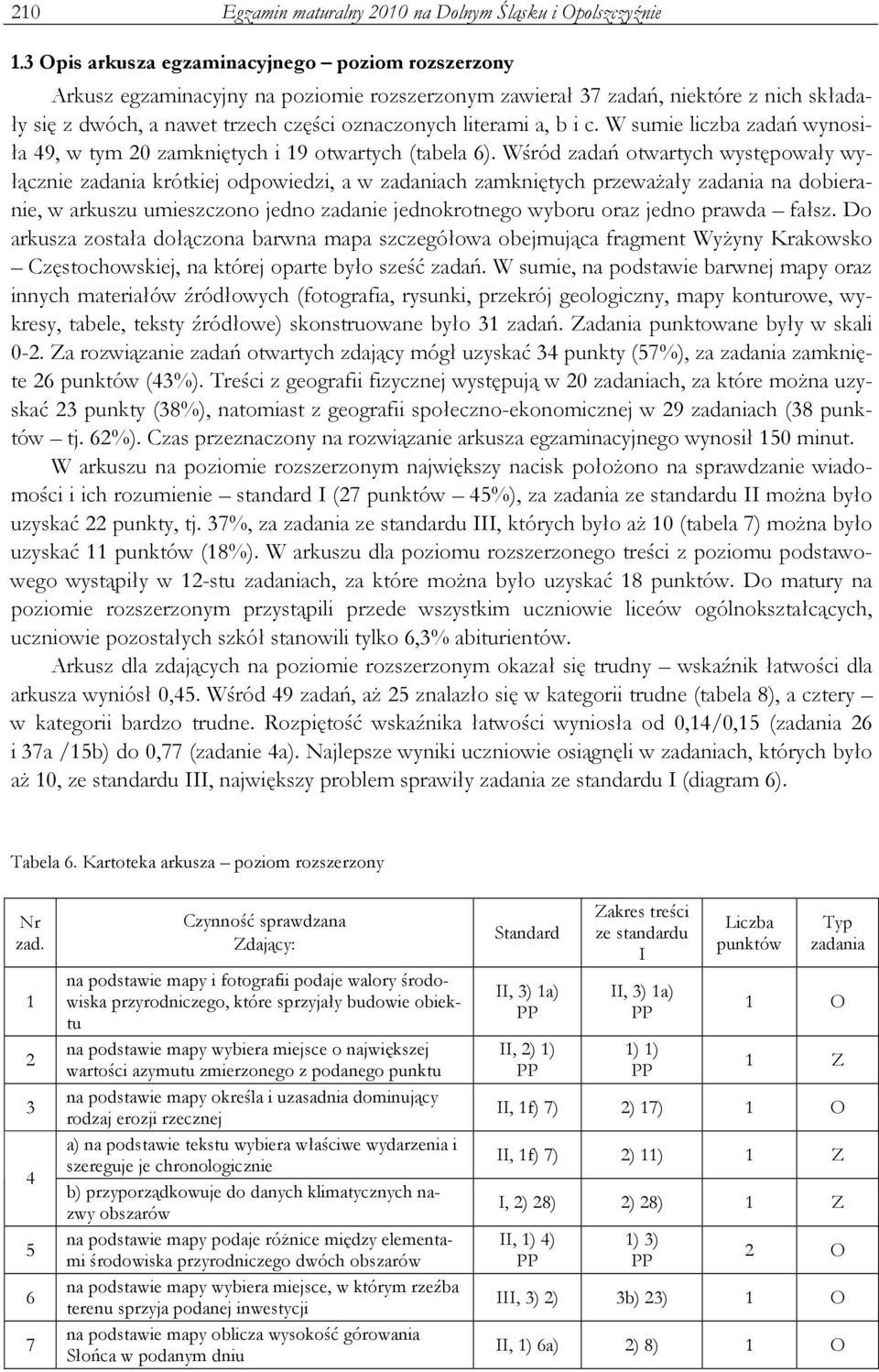 b i c. W sumie liczba zadań wynosiła 49, w tym 20 zamkniętych i 19 otwartych (tabela 6).
