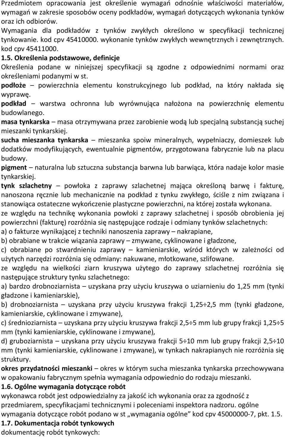 10000. wykonanie tynków zwykłych wewnętrznych i zewnętrznych. kod cpv 454