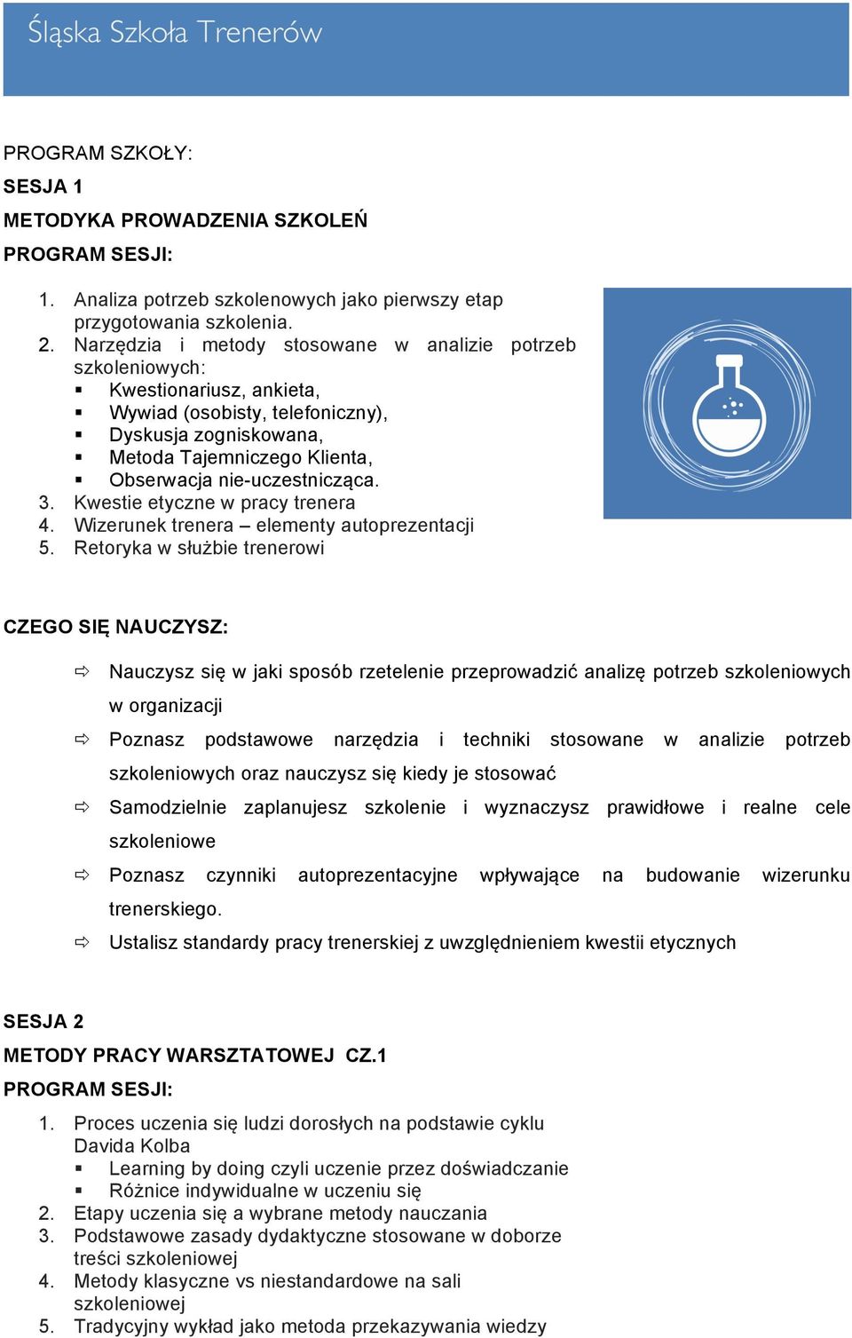 nie-uczestnicząca. 3. Kwestie etyczne w pracy trenera 4. Wizerunek trenera elementy autoprezentacji 5.