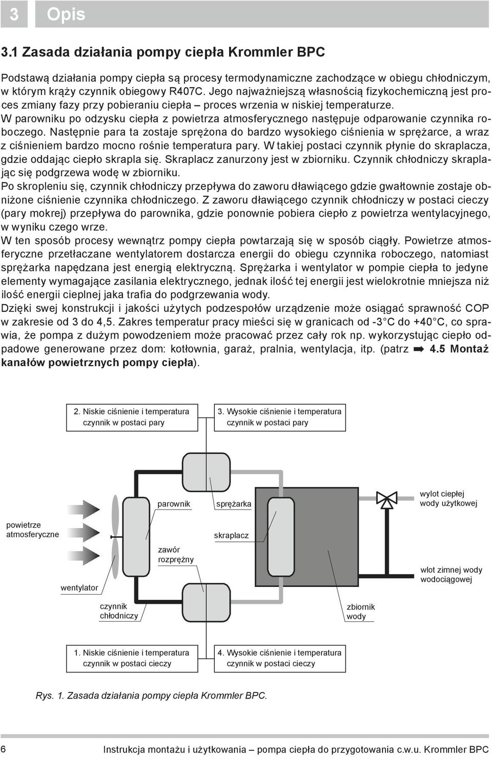 W parowniku po odzysku ciepła z powietrza atmosferycznego następuje odparowanie czynnika roboczego.