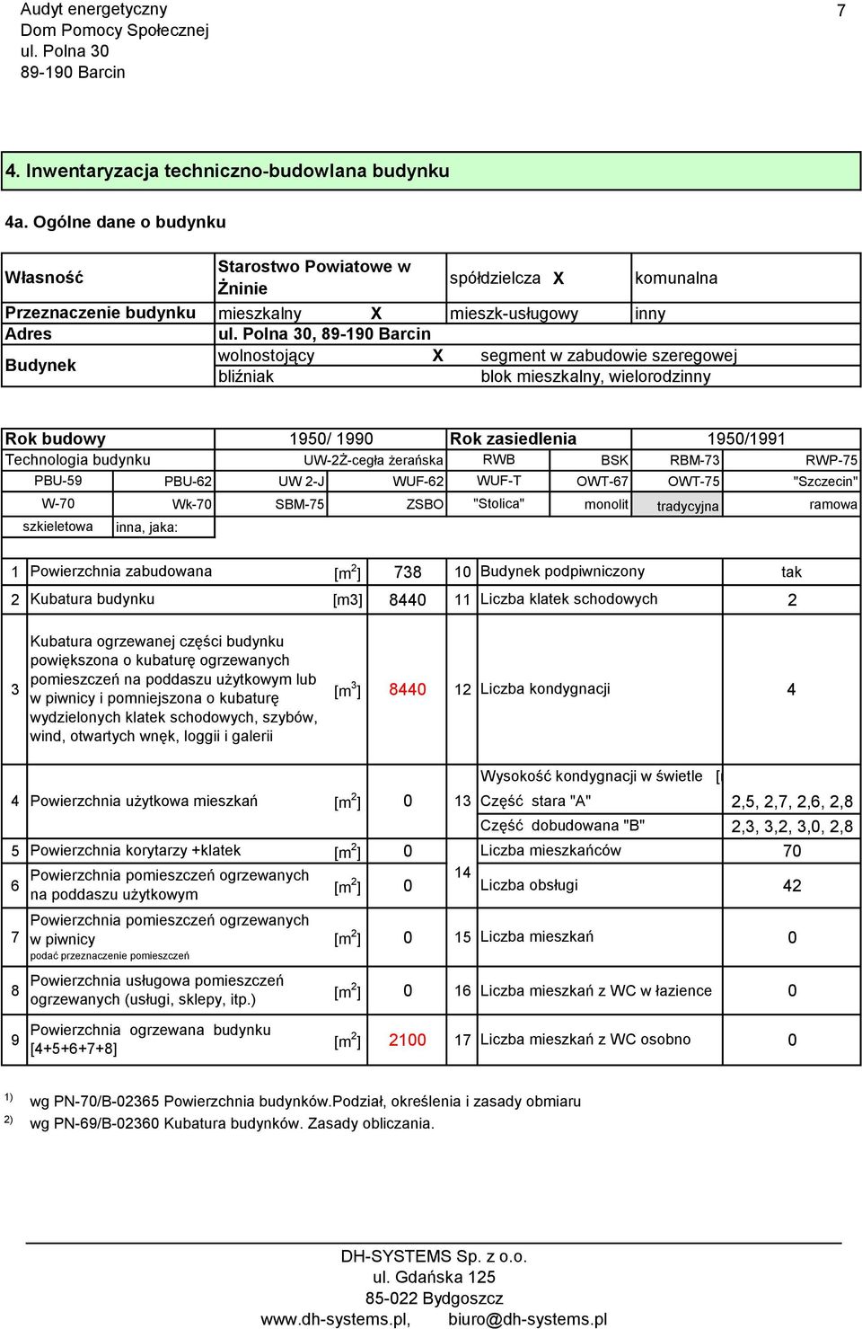 szeregowej bliźniak blok mieszkalny, wielorodzinny Rok budowy Technologia budynku PBU-59 W-70 szkieletowa 1950/ 1990 Rok zasiedlenia 1950/1991 UW-2Ż-cegła żerańska RWB BSK RBM-73 RWP-75 PBU-62 UW 2-J