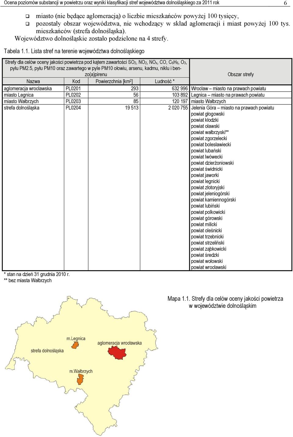0 tys. mieszkańców (strefa dolnośląska). Województwo dolnośląskie zostało podzielone na 4 strefy. Tabela 1.