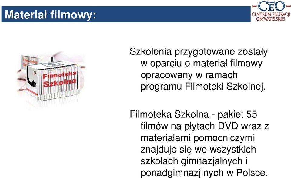 Filmoteka Szkolna - pakiet 55 filmów na płytach DVD wraz z materiałami