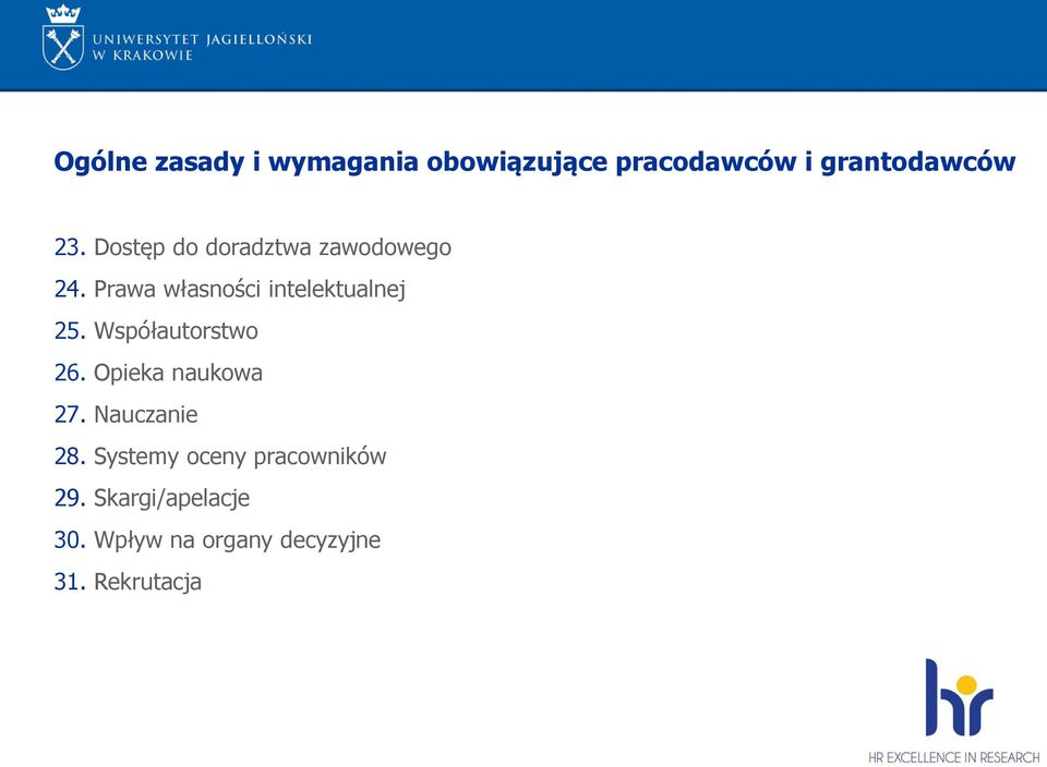 Współautorstwo 26. Opieka naukowa 27. Nauczanie 28.