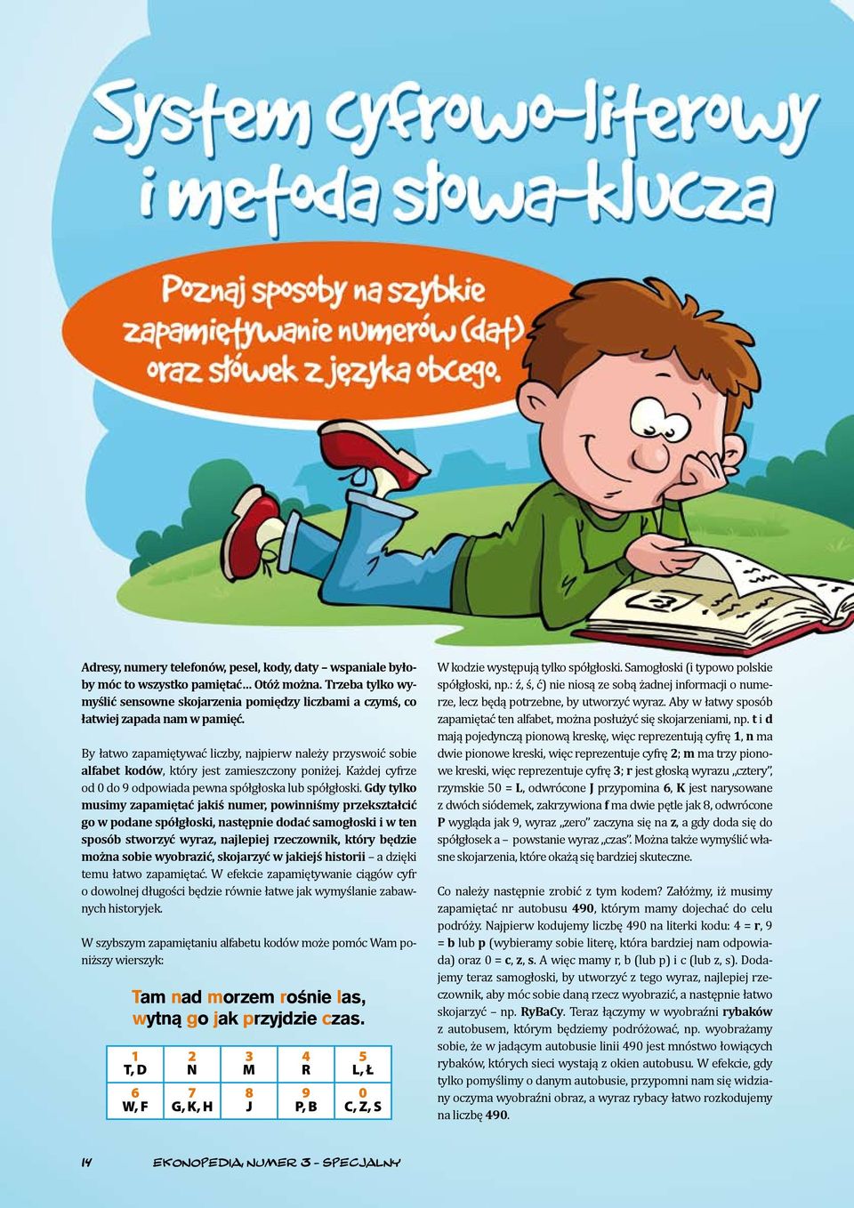 Gdy tylko musimy zapamiętać jakiś numer, powinniśmy przekształcić go w podane spółgłoski, następnie dodać samogłoski i w ten sposób stworzyć wyraz, najlepiej rzeczownik, który będzie można sobie