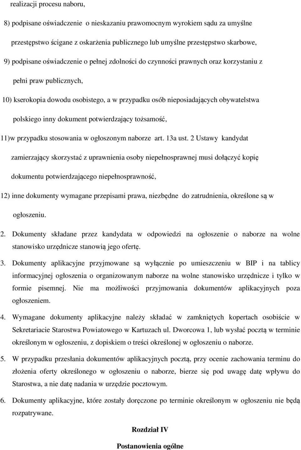 dokument potwierdzający tożsamość, 11)w przypadku stosowania w ogłoszonym naborze art. 13a ust.