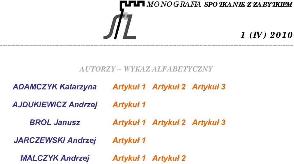 Artykuł 1 BROL Janusz Artykuł 1 Artykuł 2 Artykuł 3