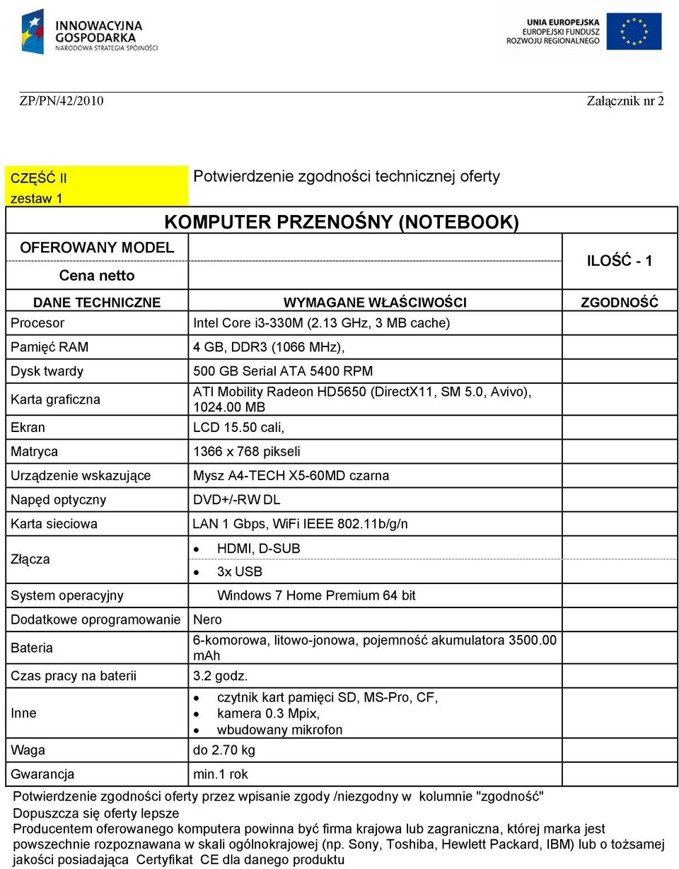 0, Avivo), 1024.00 MB LCD 15.50 cali, 1366 x 768 pikseli Mysz A4-TECH X5-60MD czarna DVD+/-RW DL LAN 1 Gbps, WiFi IEEE 802.