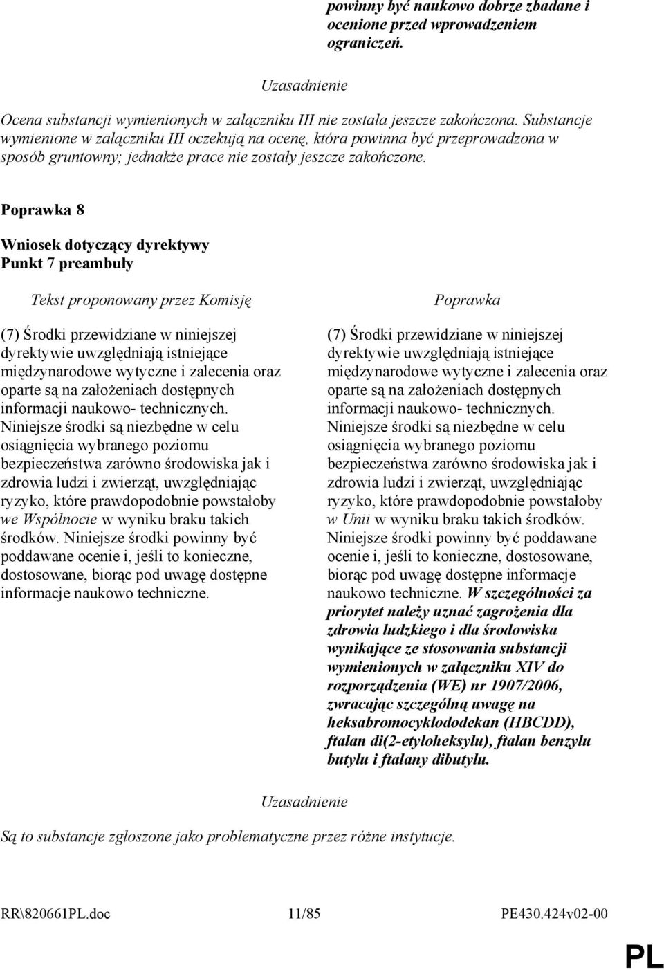 8 Punkt 7 preambuły (7) Środki przewidziane w niniejszej dyrektywie uwzględniają istniejące międzynarodowe wytyczne i zalecenia oraz oparte są na załoŝeniach dostępnych informacji naukowo-