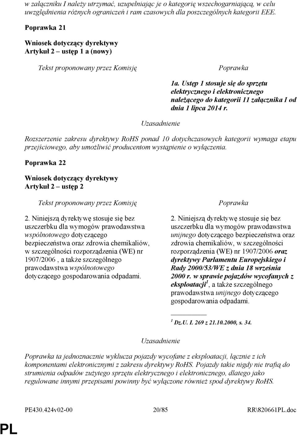 Rozszerzenie zakresu dyrektywy RoHS ponad 10 dotychczasowych kategorii wymaga etapu przejściowego, aby umoŝliwić producentom wystąpienie o wyłączenia. 22 Artykuł 2 ustęp 2 2.
