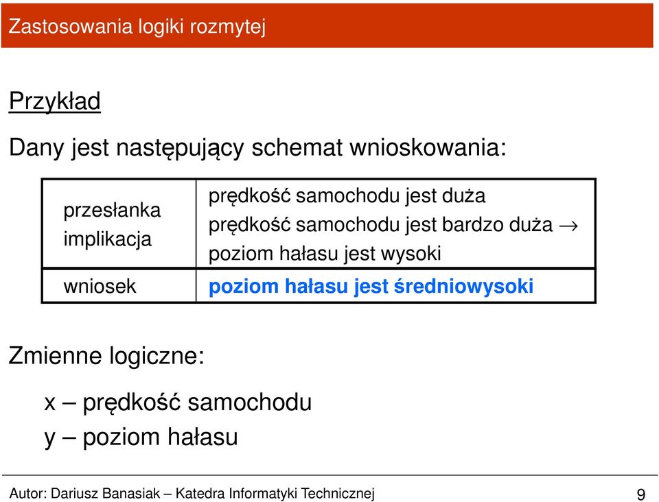 hałasu jest wysoki poziom hałasu jest średniowysoki Zmienne logiczne: x