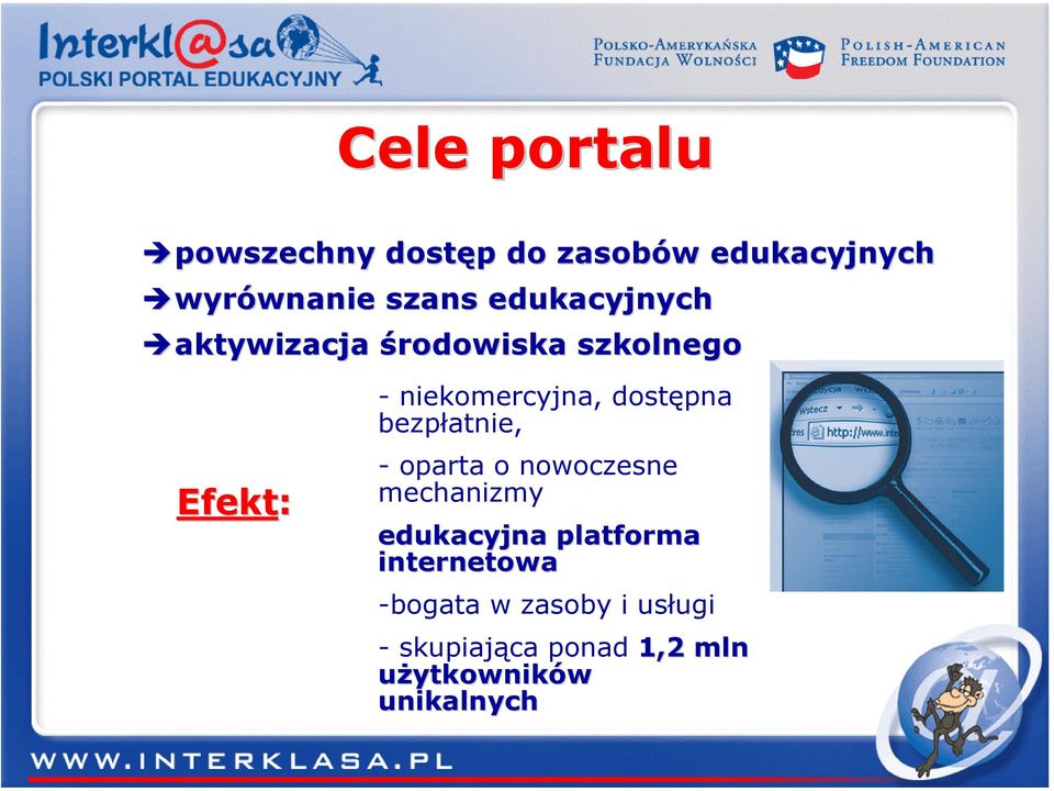 dostępna bezpłatnie, - oparta o nowoczesne mechanizmy edukacyjna platforma