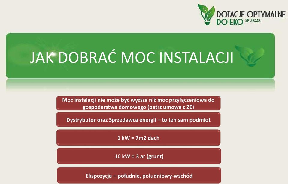 Dystrybutor oraz Sprzedawca energii to ten sam podmiot 1 kw =