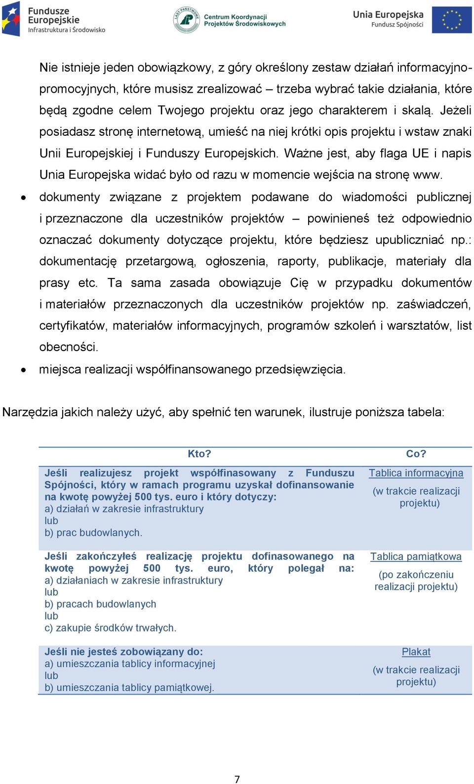 Ważne jest, aby flaga UE i napis Unia Europejska widać było od razu w momencie wejścia na stronę www.