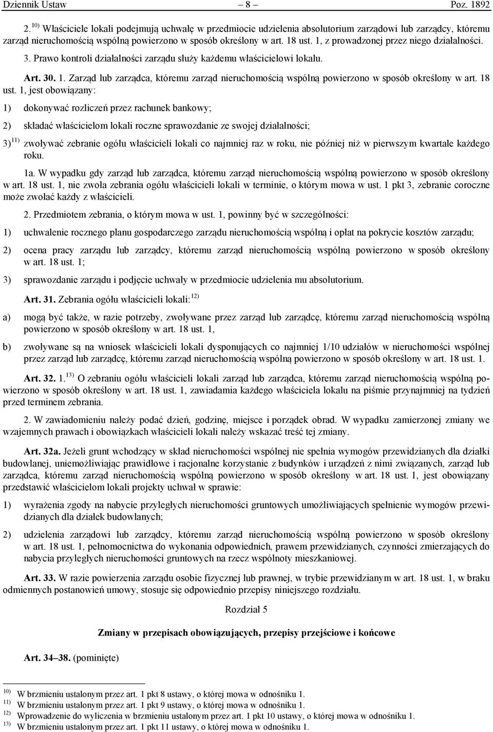 1, z prowadzonej przez niego działalności. 3. Prawo kontroli działalności zarządu służy każdemu właścicielowi lokalu. Art. 30. 1.