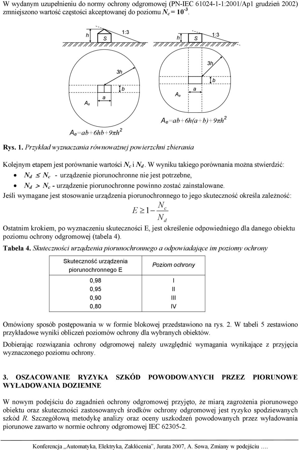 W wyniku takiego porównania można stwierdzić: N d N c - urządzenie piorunochronne nie jest potrzebne, N d > N c - urządzenie piorunochronne powinno zostać zainstalowane.
