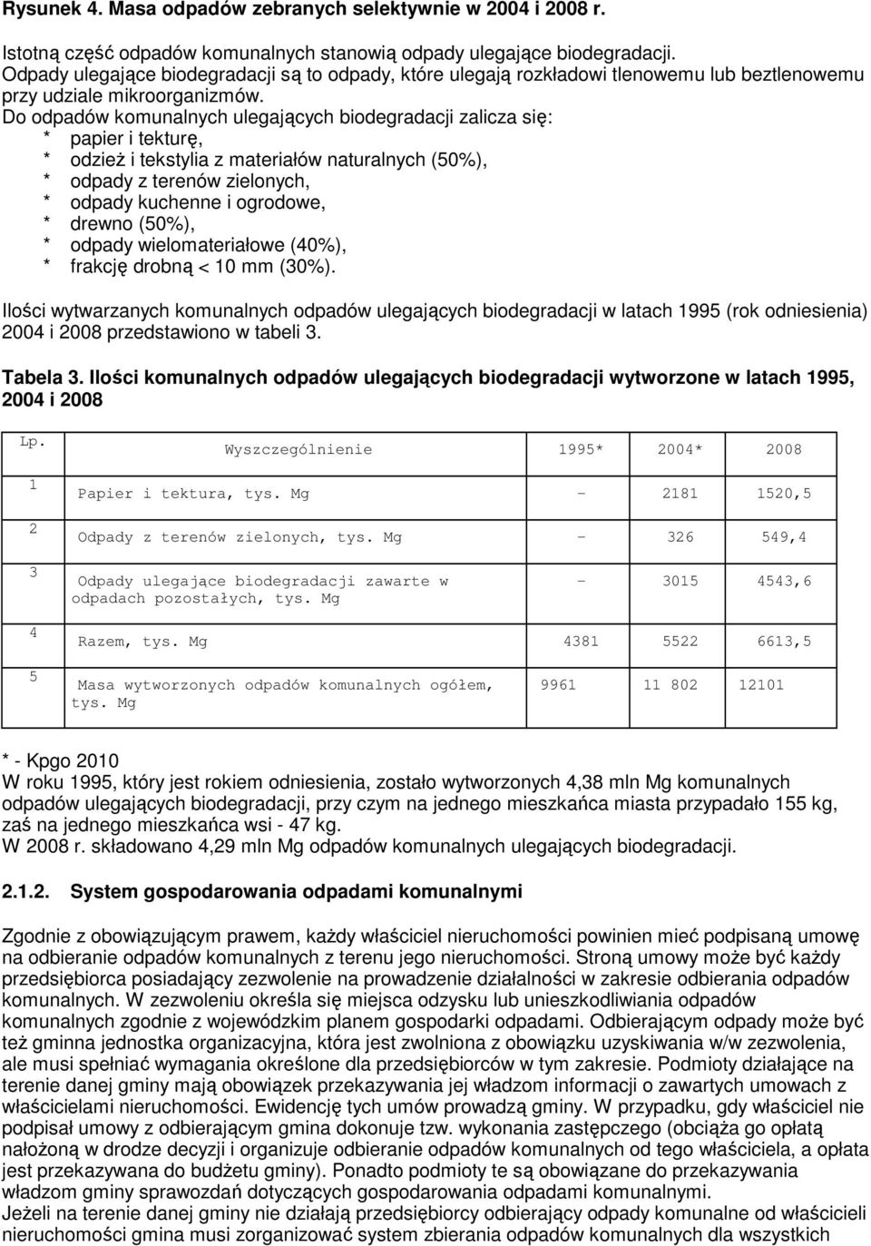 Do odpadów komunalnych ulegających biodegradacji zalicza się: * papier i tekturę, * odzieŝ i tekstylia z materiałów naturalnych (50), * odpady z terenów zielonych, * odpady kuchenne i ogrodowe, *