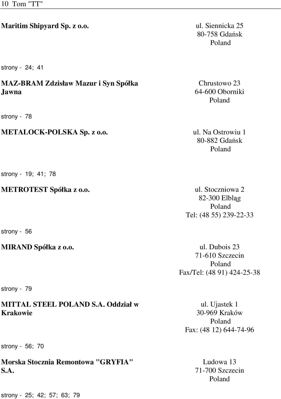 Na Ostrowiu 1 80-882 Gdańsk strony - 19; 41; 78 METROTEST Spółka z o.o. ul.