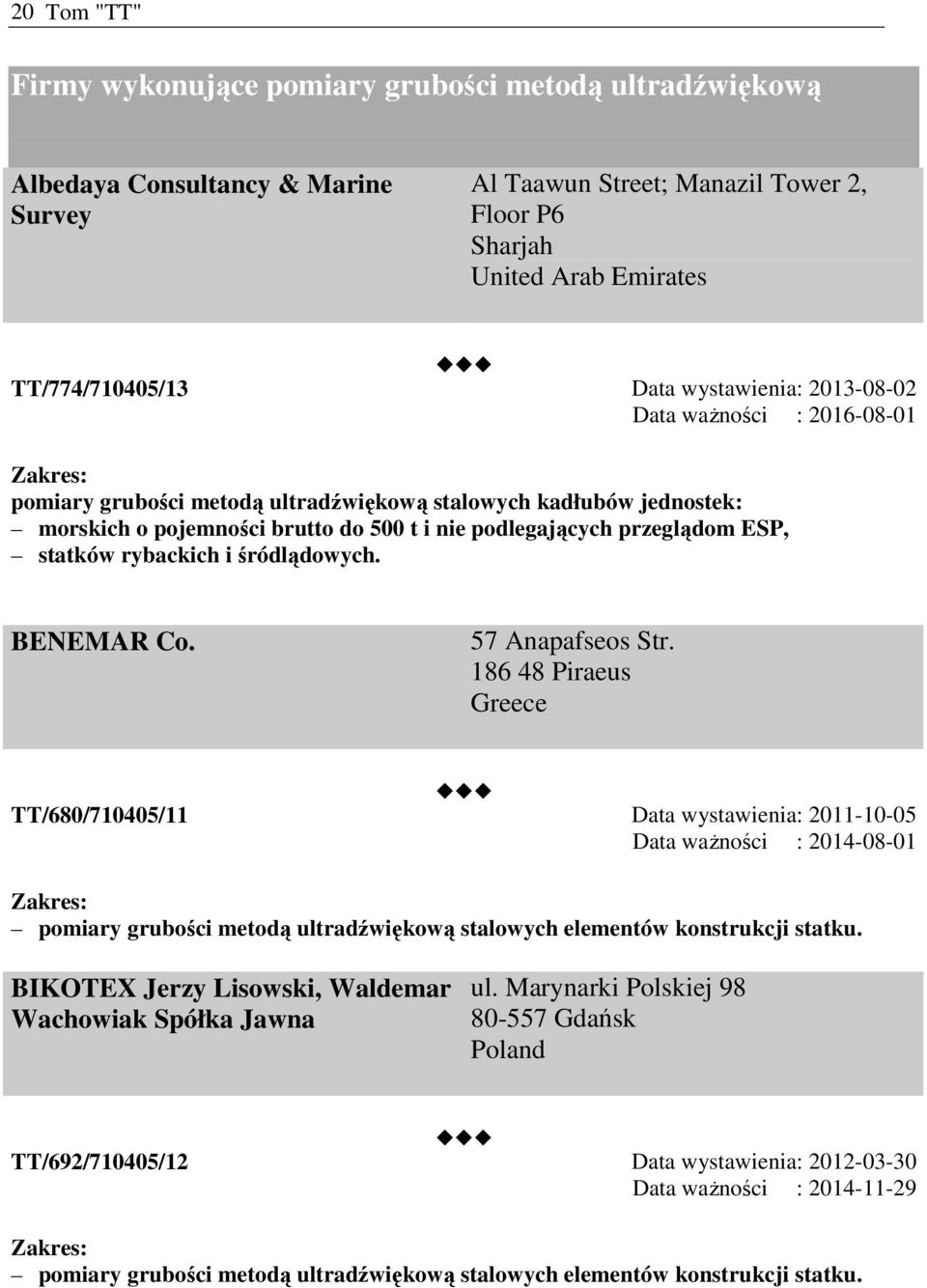 statków rybackich i śródlądowych. BENEMAR Co. 57 Anapafseos Str.