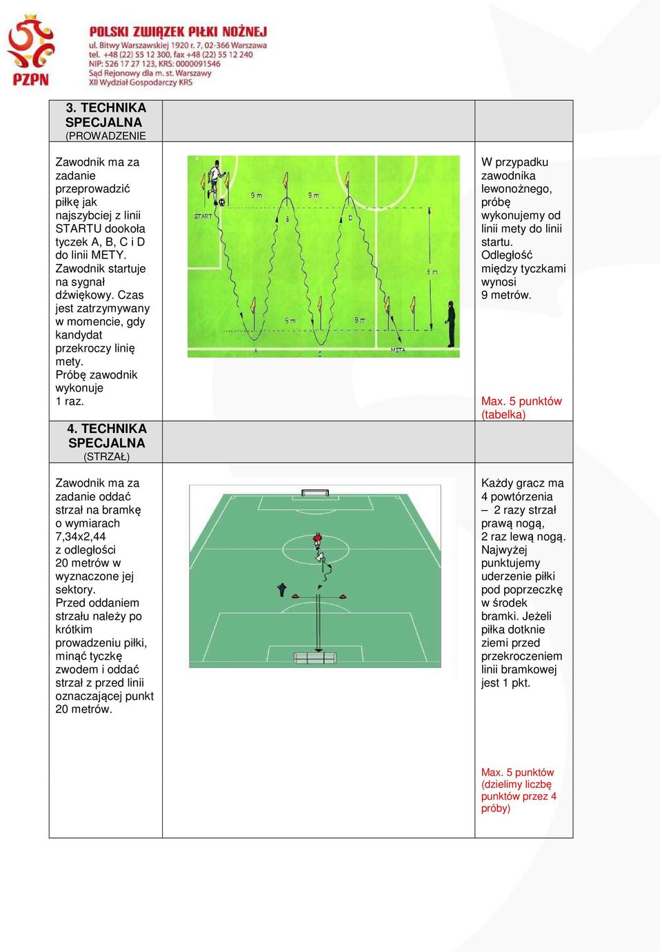 Próbę zawodnik wykonuje 1 raz. Max. 5 punktów (tabelka) 4.