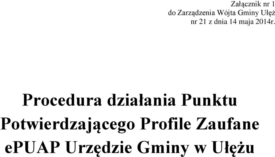 Procedura działania Punktu