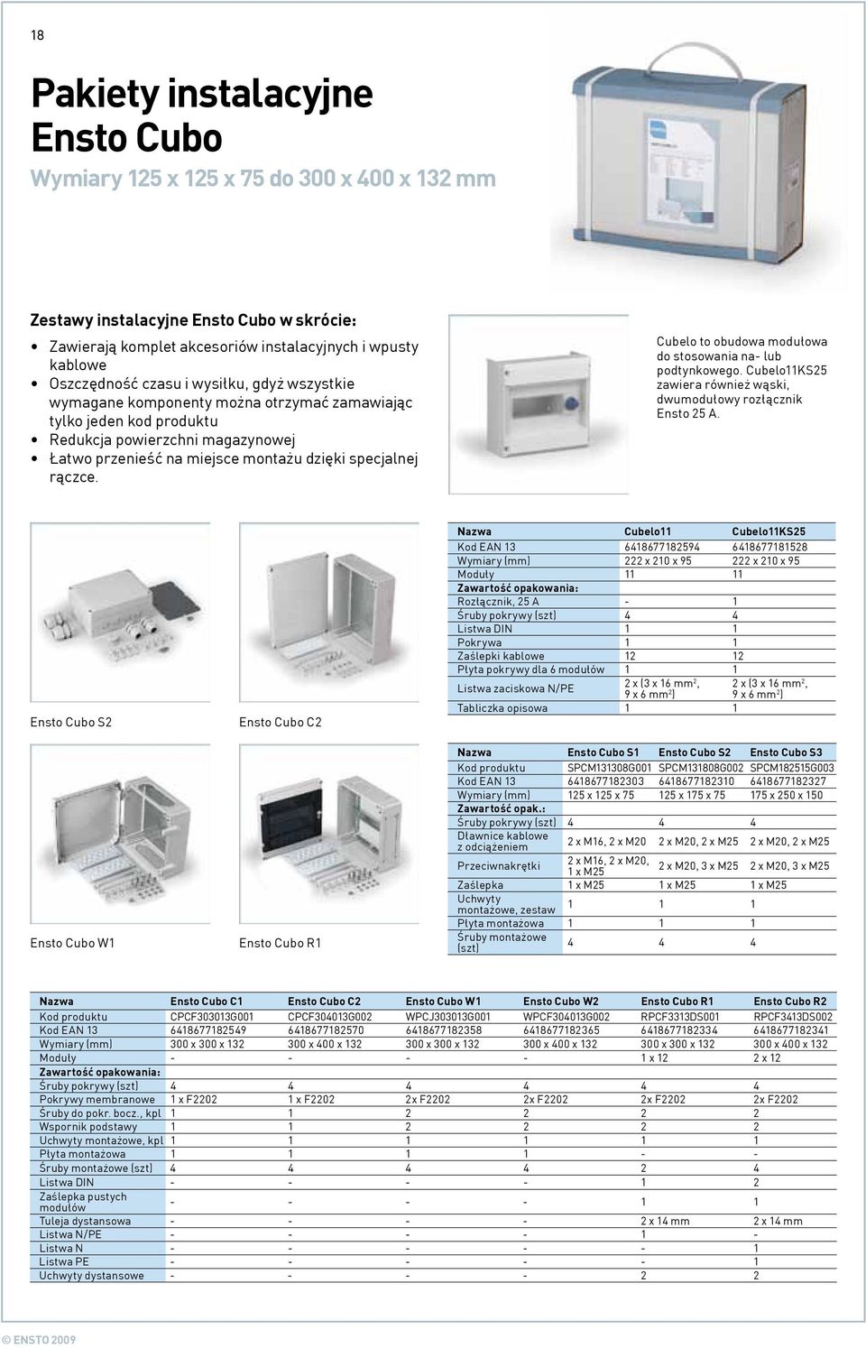 Cubelo to obudowa modułowa do stosowania na- lub podtynkowego. Cubelo11KS25 zawiera również wąski, dwumodułowy rozłącznik Ensto 25 A.