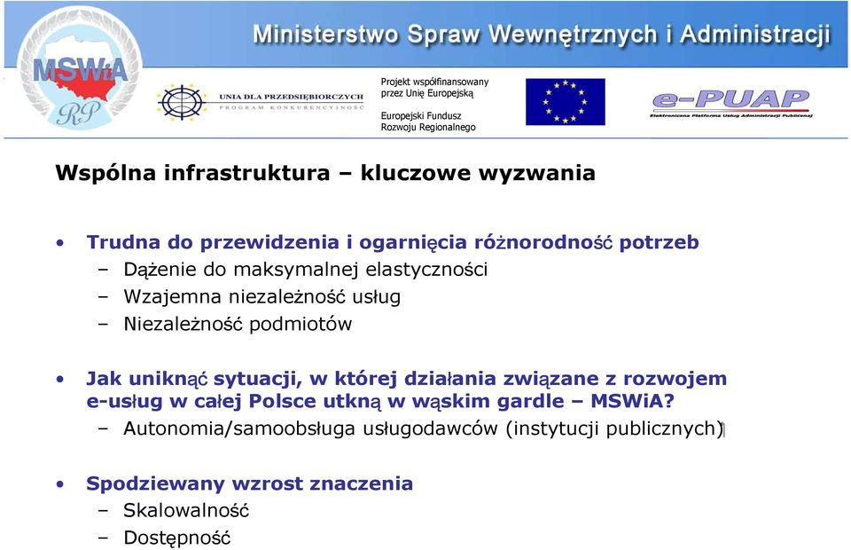 sytuacji, w której działania związane z rozwojem e-usług w całej Polsce utkną w wąskim gardle MSWiA?