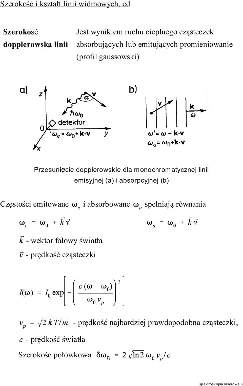 (a) i absorpcyjnej (b) Cz sto ci emitowane i absorbowane spe niaj równania - wektor falowy wiat a - pr dko cz