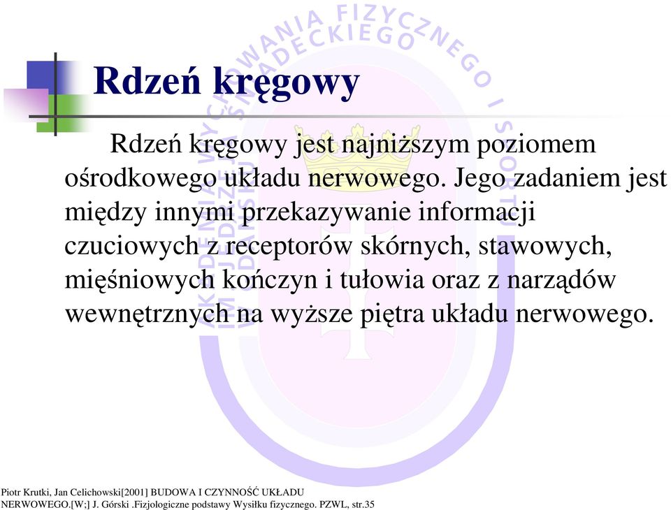 skórnych, stawowych, mięśniowych kończyn i tułowia oraz z narządów wewnętrznych na wyŝsze