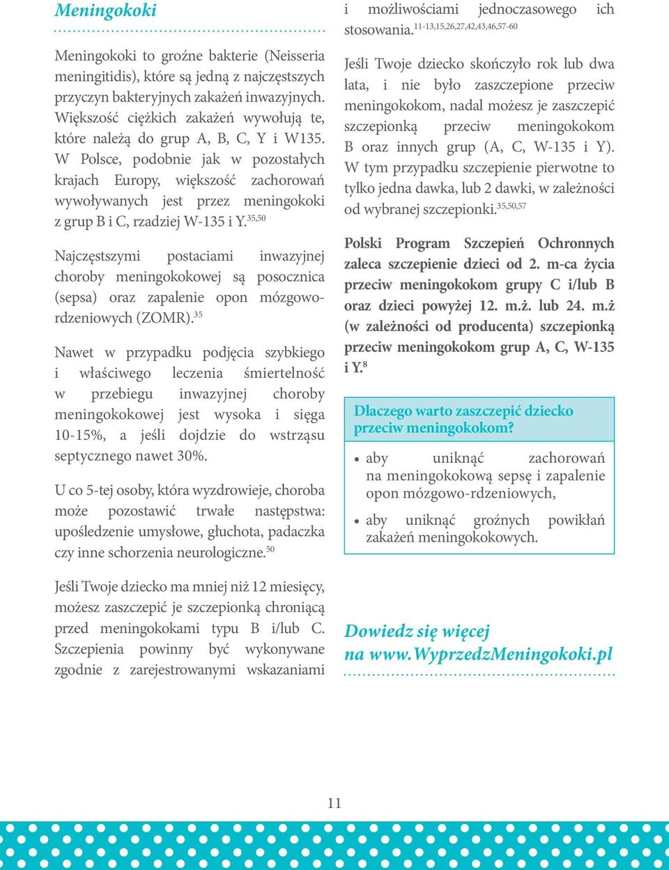 W Polsce, podobnie jak w pozostałych krajach Europy, większość zachorowań wywoływanych jest przez meningokoki z grup B i C, rzadziej W-135 i Y.