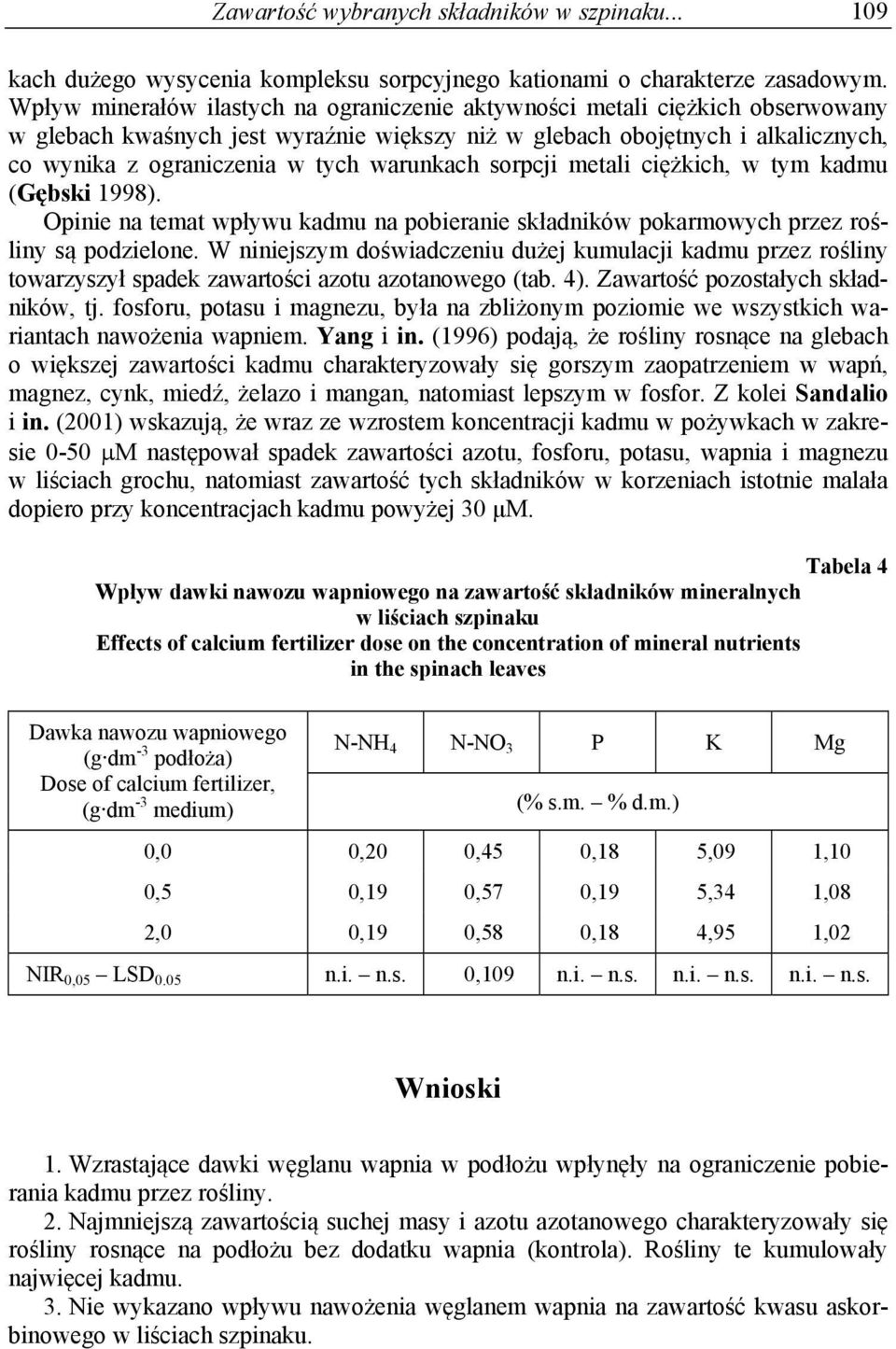 warunkach sorpcji metali ciężkich, w tym kadmu (Gębski 1998). Opinie na temat wpływu kadmu na pobieranie składników pokarmowych przez rośliny są podzielone.