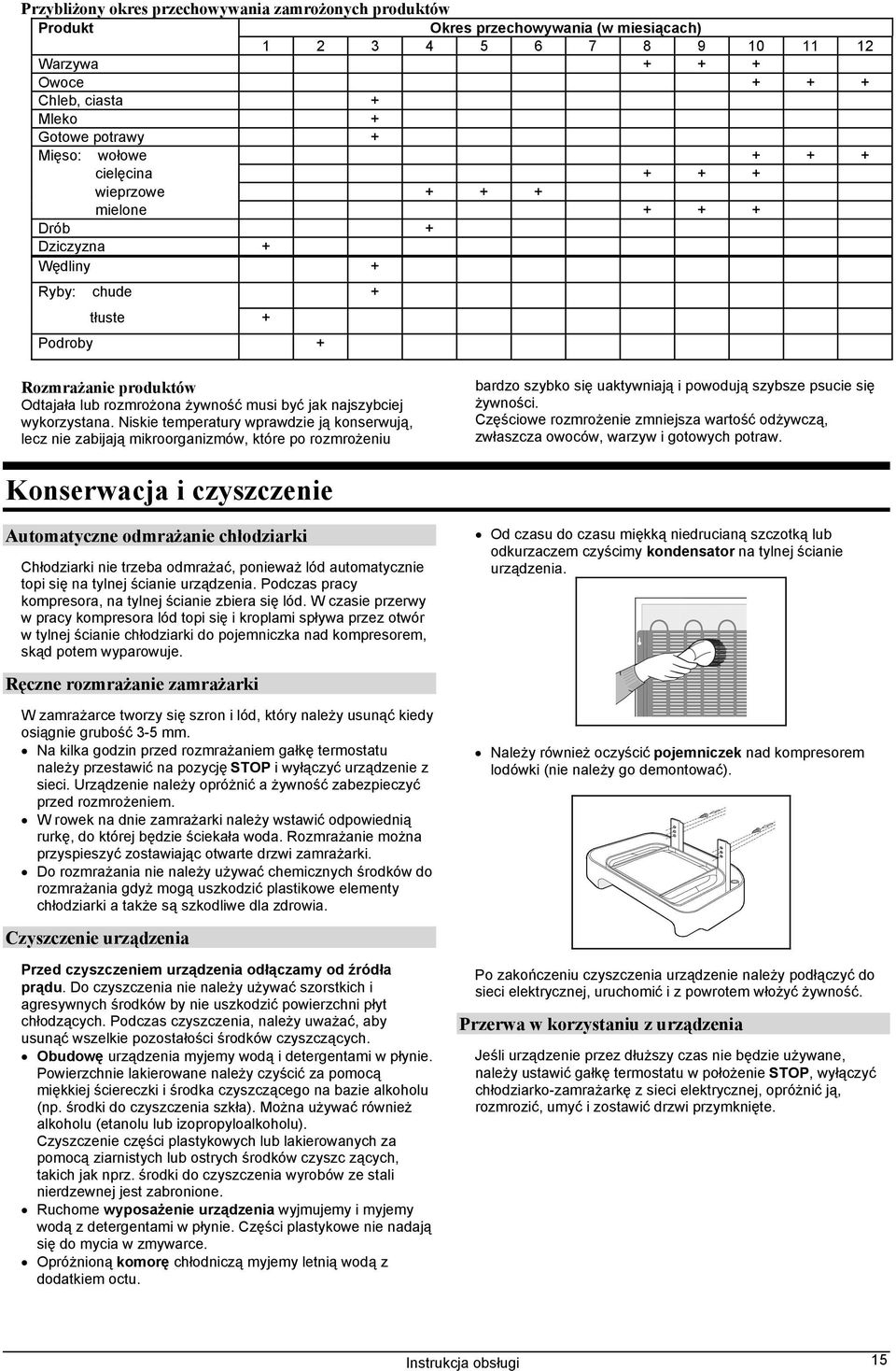 wykorzystana. Niskie temperatury wprawdzie ją konserwują, lecz nie zabijają mikroorganizmów, które po rozmrożeniu bardzo szybko się uaktywniają i powodują szybsze psucie się żywności.