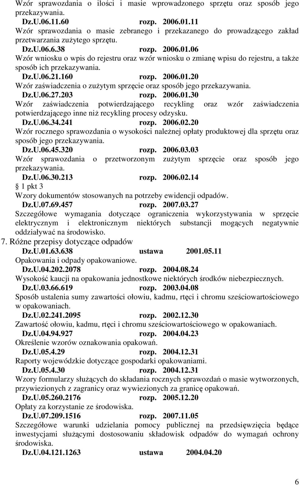 06 Wzór wniosku o wpis do rejestru oraz wzór wniosku o zmianę wpisu do rejestru, a takŝe sposób ich przekazywania. Dz.U.06.21.160 rozp. 2006.01.