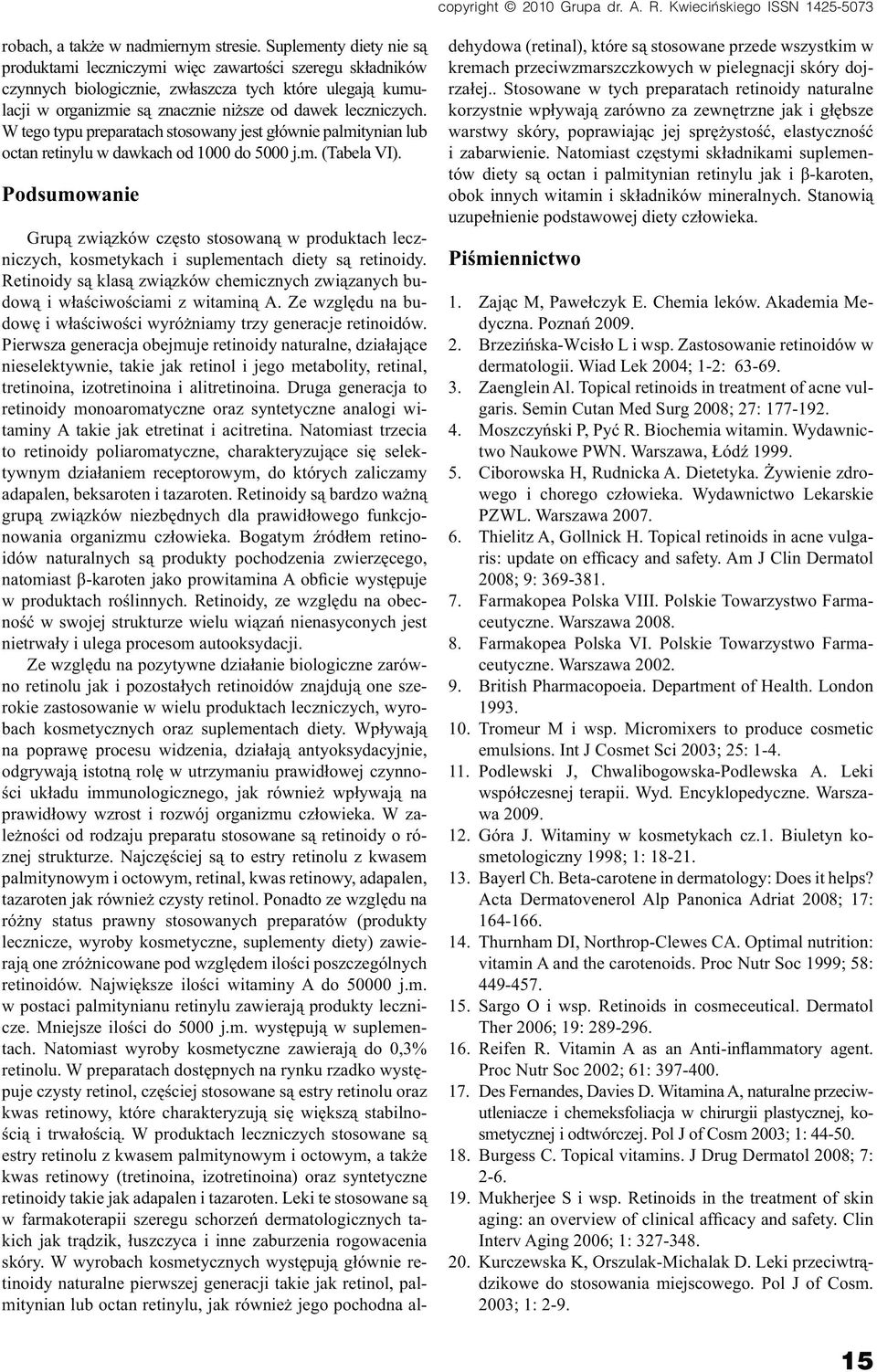 Budowa I Właściwości Fizykochemiczne Retinoidów