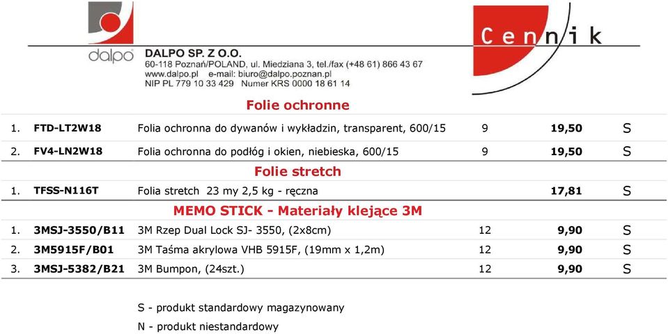 TFSS-N116T Folia stretch 23 my 2,5 kg - ręczna 17,81 S MEMO STICK - Materiały klejące 3M 1.