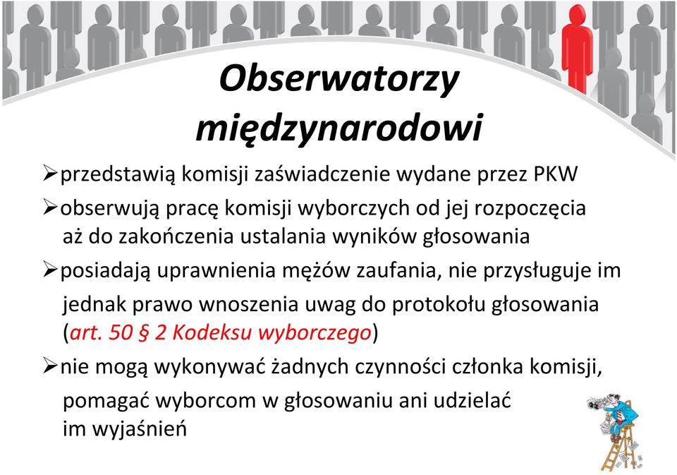 zaufania, nie przysługuje im jednak prawo wnoszenia uwag do protokołu głosowania (art.