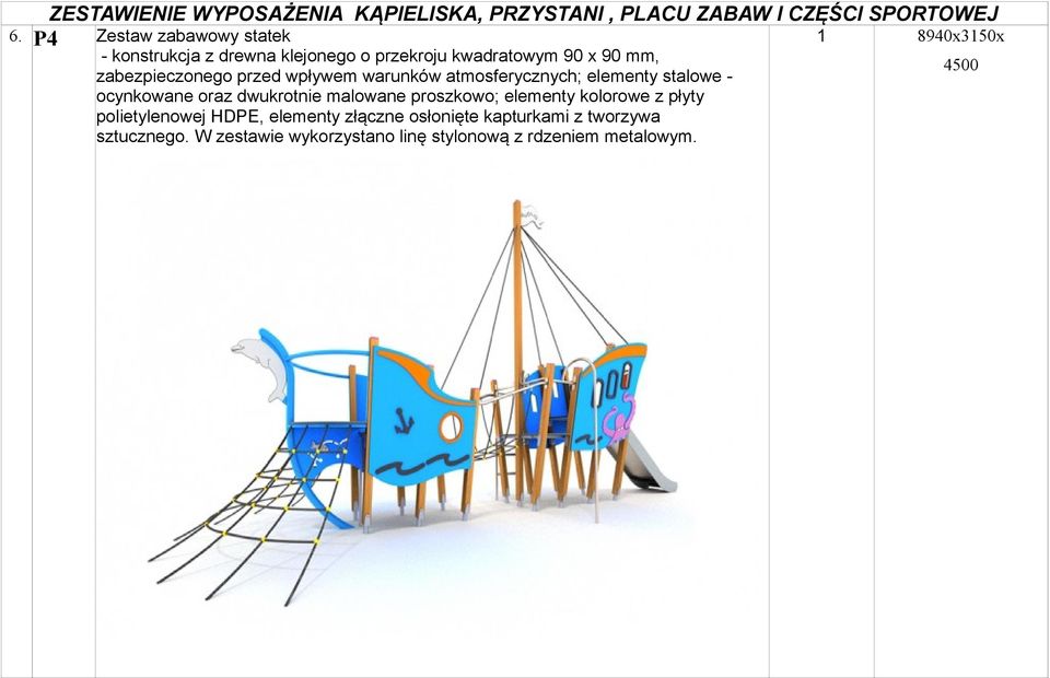 malowane proszkowo; elementy kolorowe z płyty polietylenowej HDPE, elementy złączne osłonięte