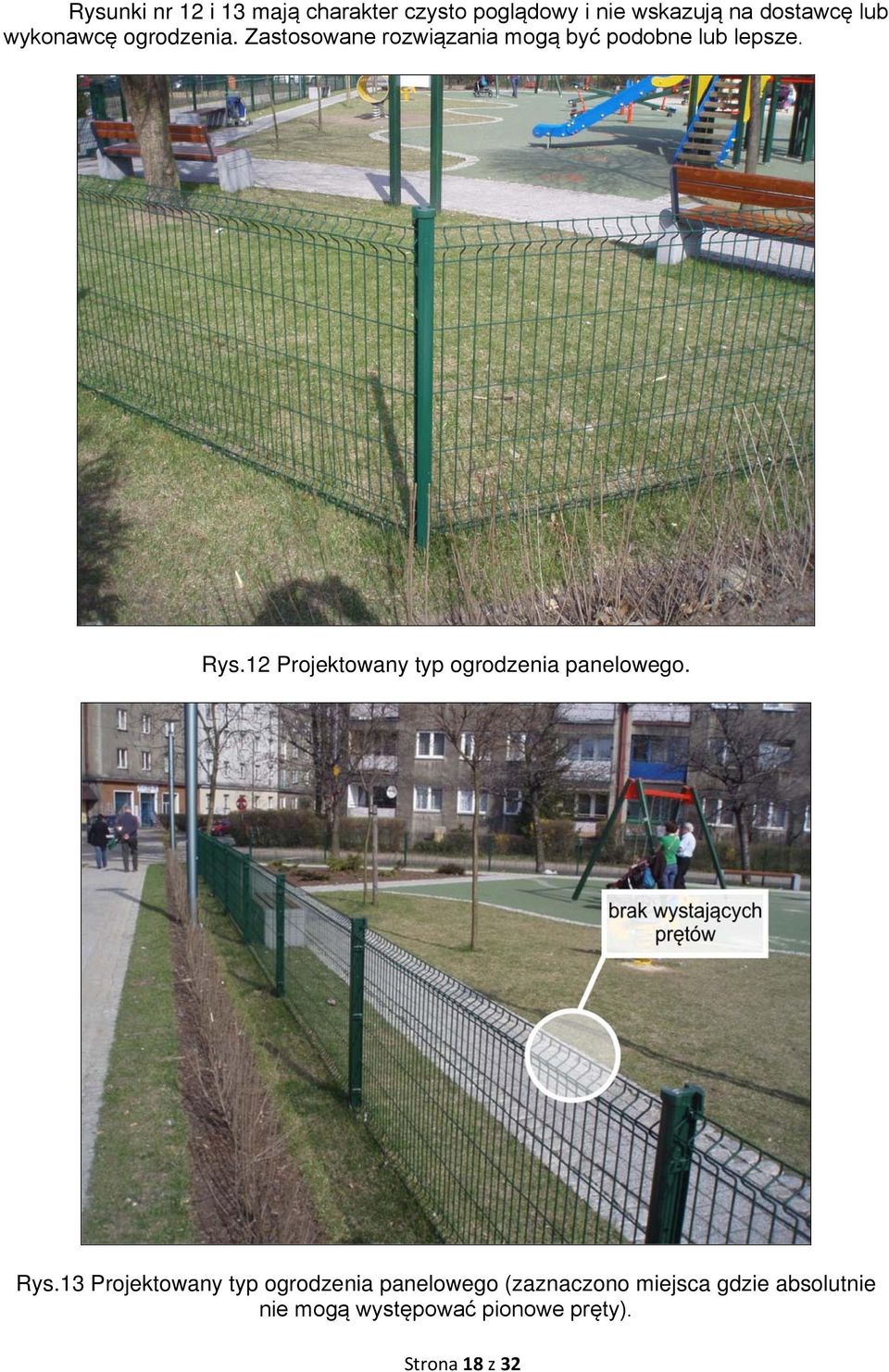 12 Projektowany typ ogrodzenia panelowego. Rys.