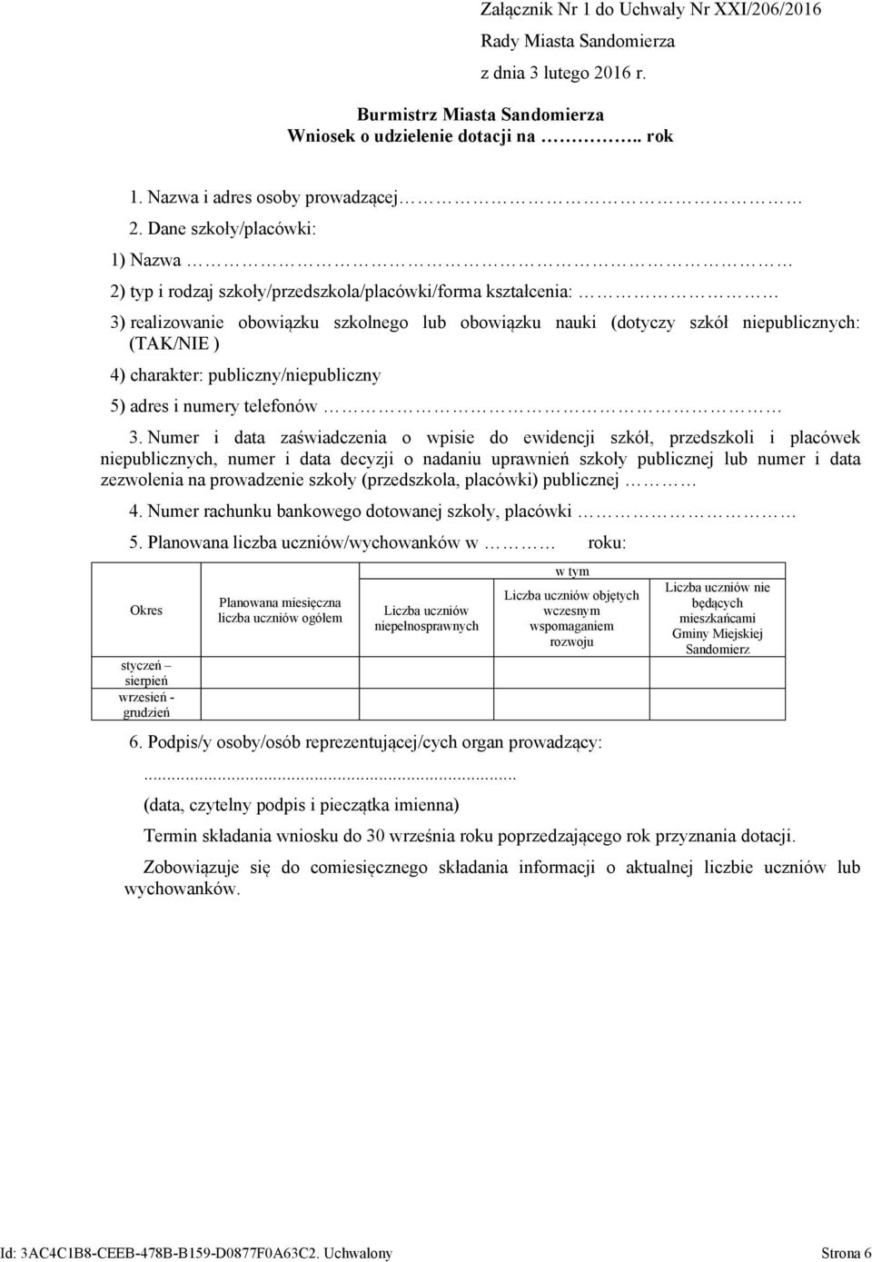 charakter: publiczny/niepubliczny 5) adres i numery telefonów 3.