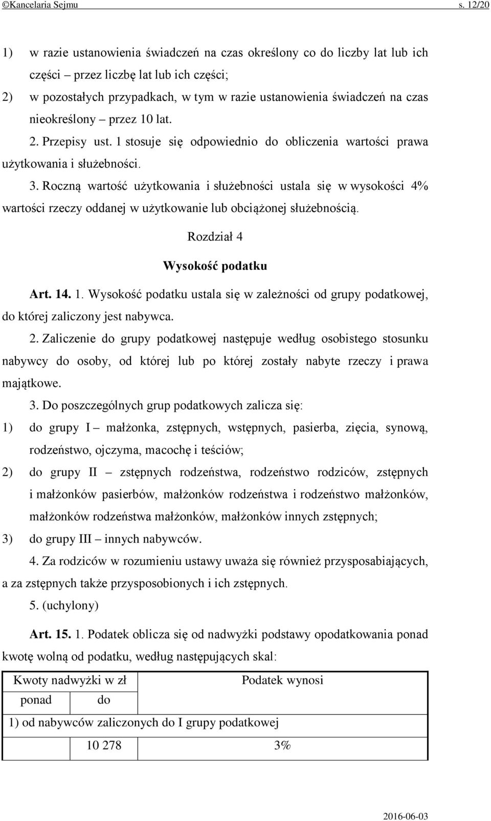 nieokreślony przez 10 lat. 2. Przepisy ust. 1 stosuje się odpowiednio do obliczenia wartości prawa użytkowania i służebności. 3.